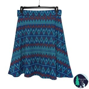 NEW LuLaRoe Azure Circle Skirt Womens Medium Chevron Green Blue Knee Length NWOT